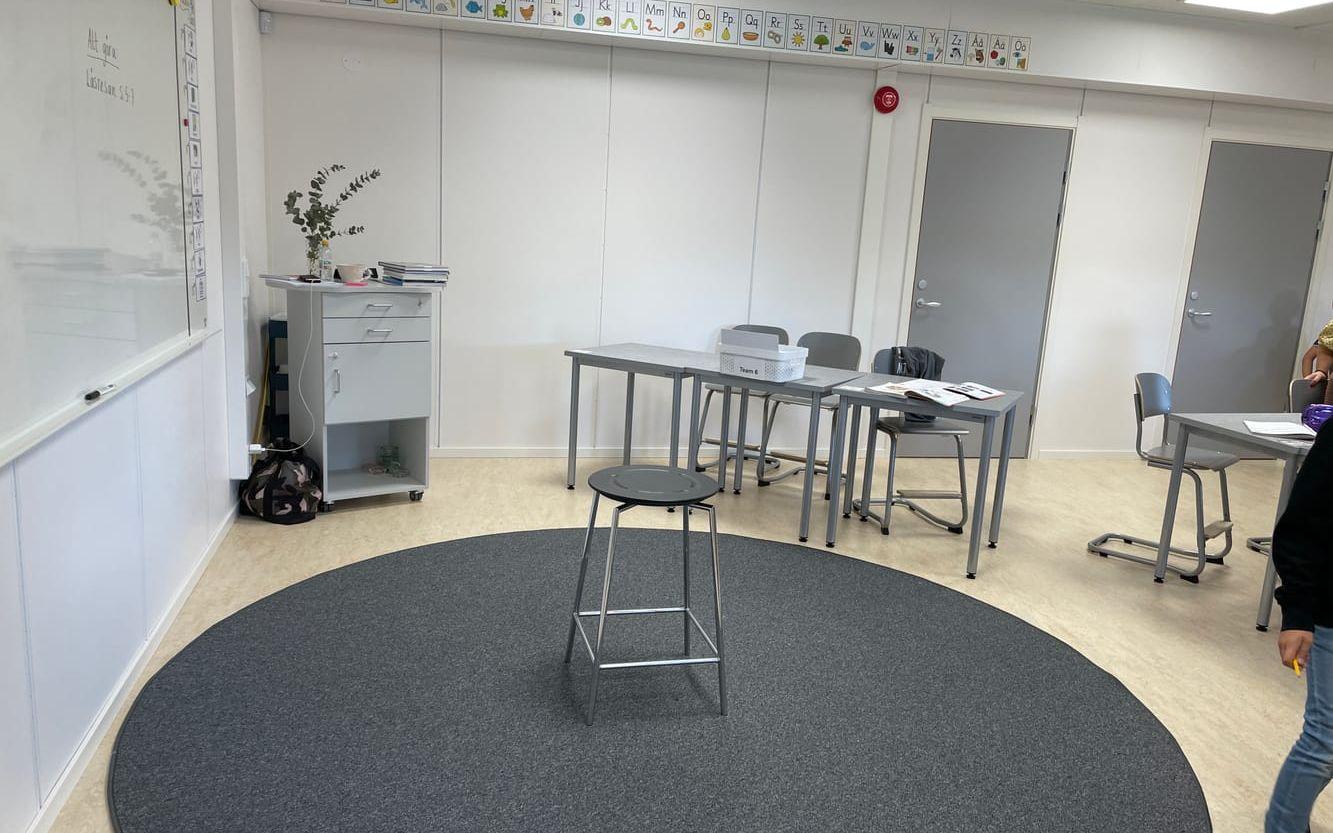 Lärare och personal på skolan har fått tycka till om inredning av klassrummen i de nya paviljongerna. 